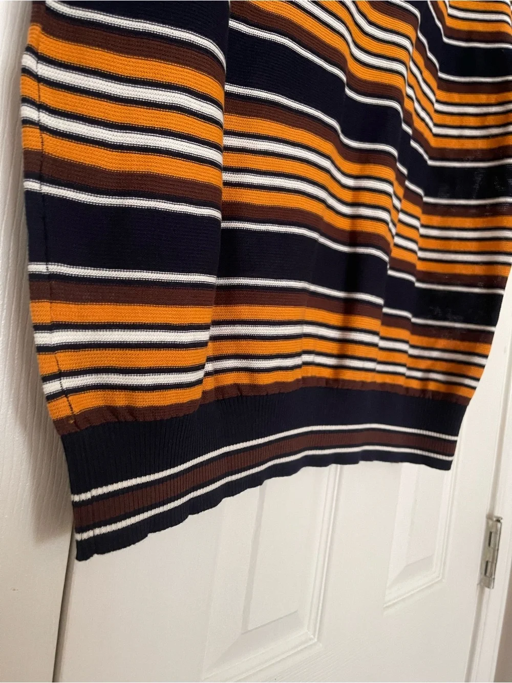 BANANA REPUBLIC 100% COTTON SWEATER POLO NAVY BLUE STRIPES Retro Vibes NEW